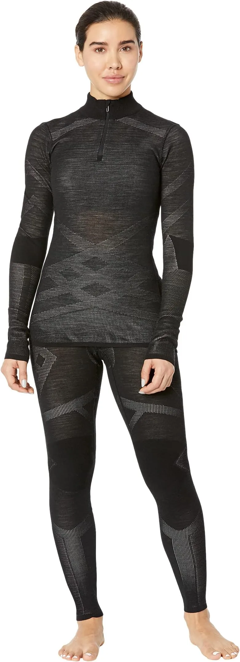 Merino Smartwool Intraknit Thermal Pants, Black/White