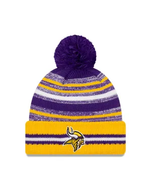 Minnesota Vikings New Era 2021 NFL Sideline - Sport Official Pom Cuffed Knit Hat - Gold/Purple