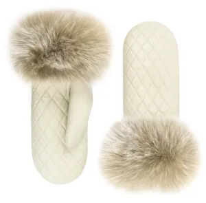 Mitchie's Matchings | Quilted Leather Mittens with Finn Raccoon Fur Trim
