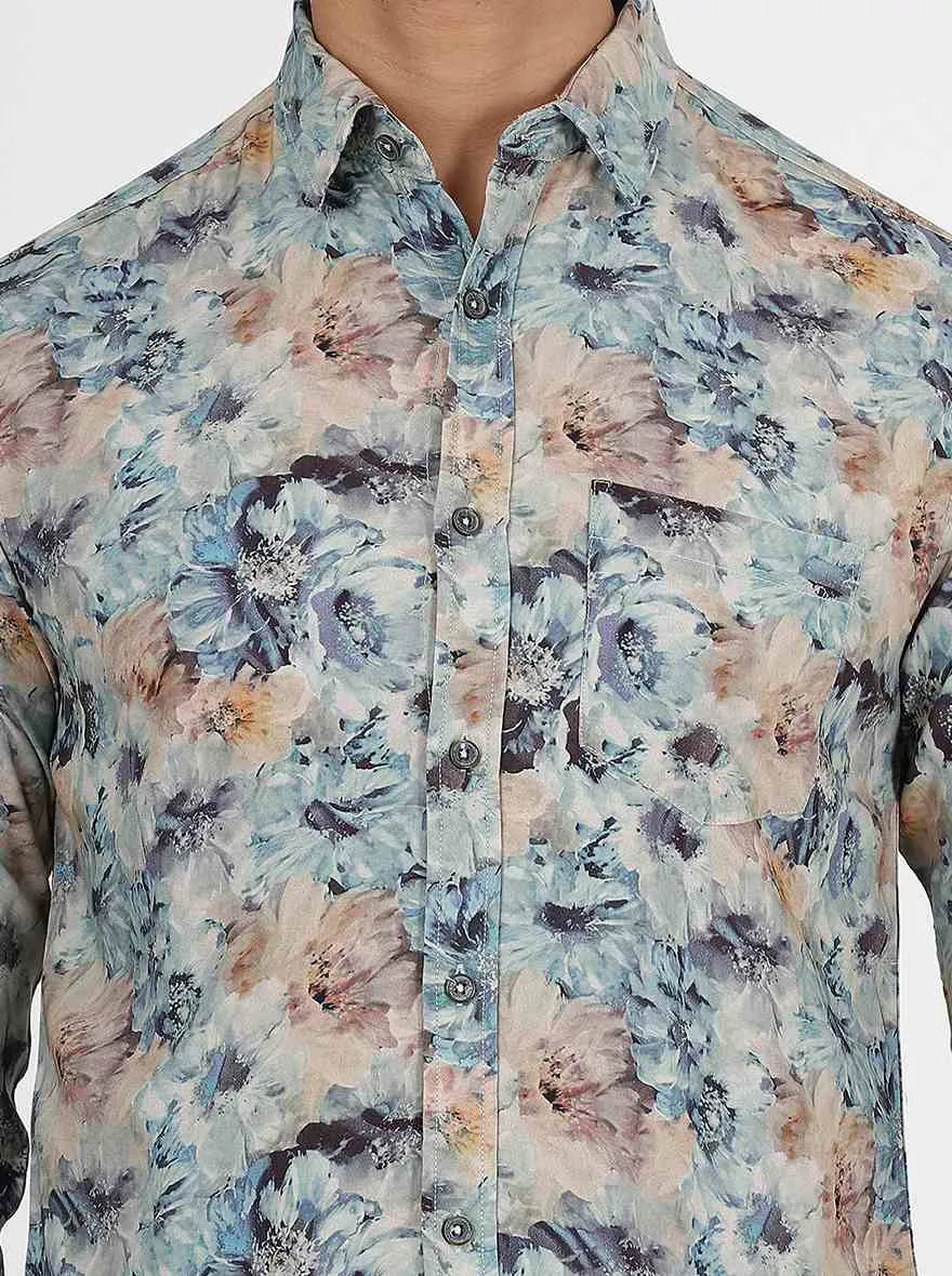 Multicolor Printed Slim Fit Casual Shirt | JadeBlue