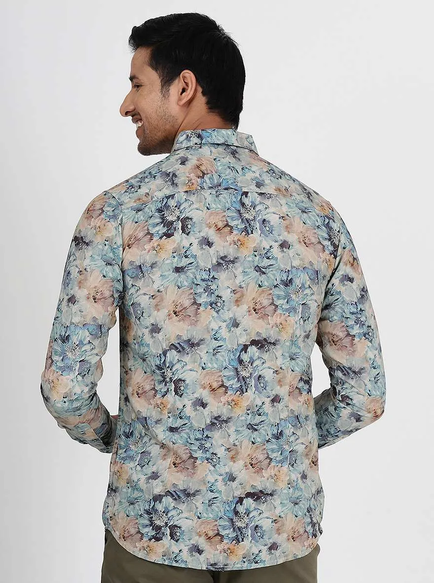 Multicolor Printed Slim Fit Casual Shirt | JadeBlue