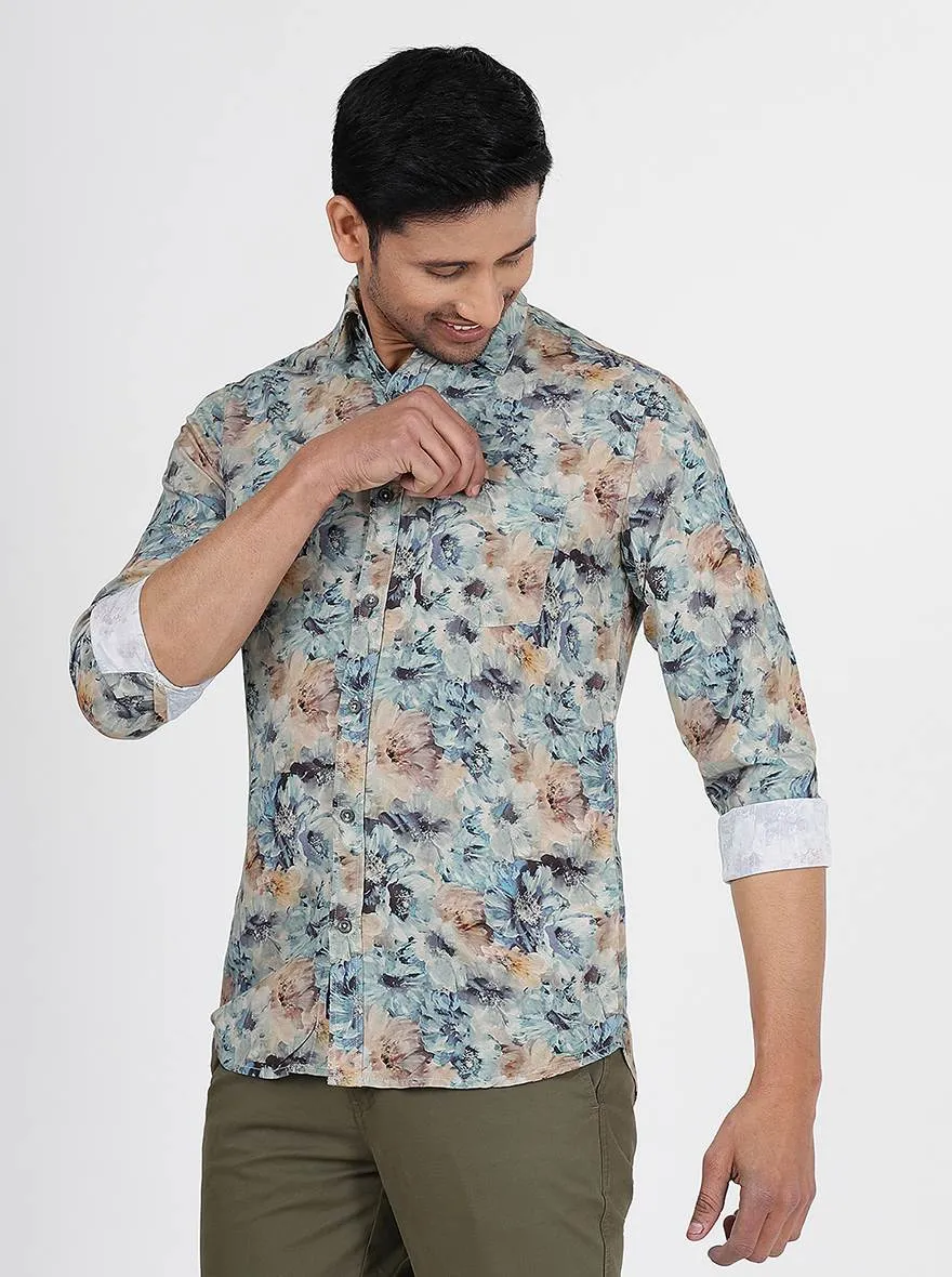 Multicolor Printed Slim Fit Casual Shirt | JadeBlue