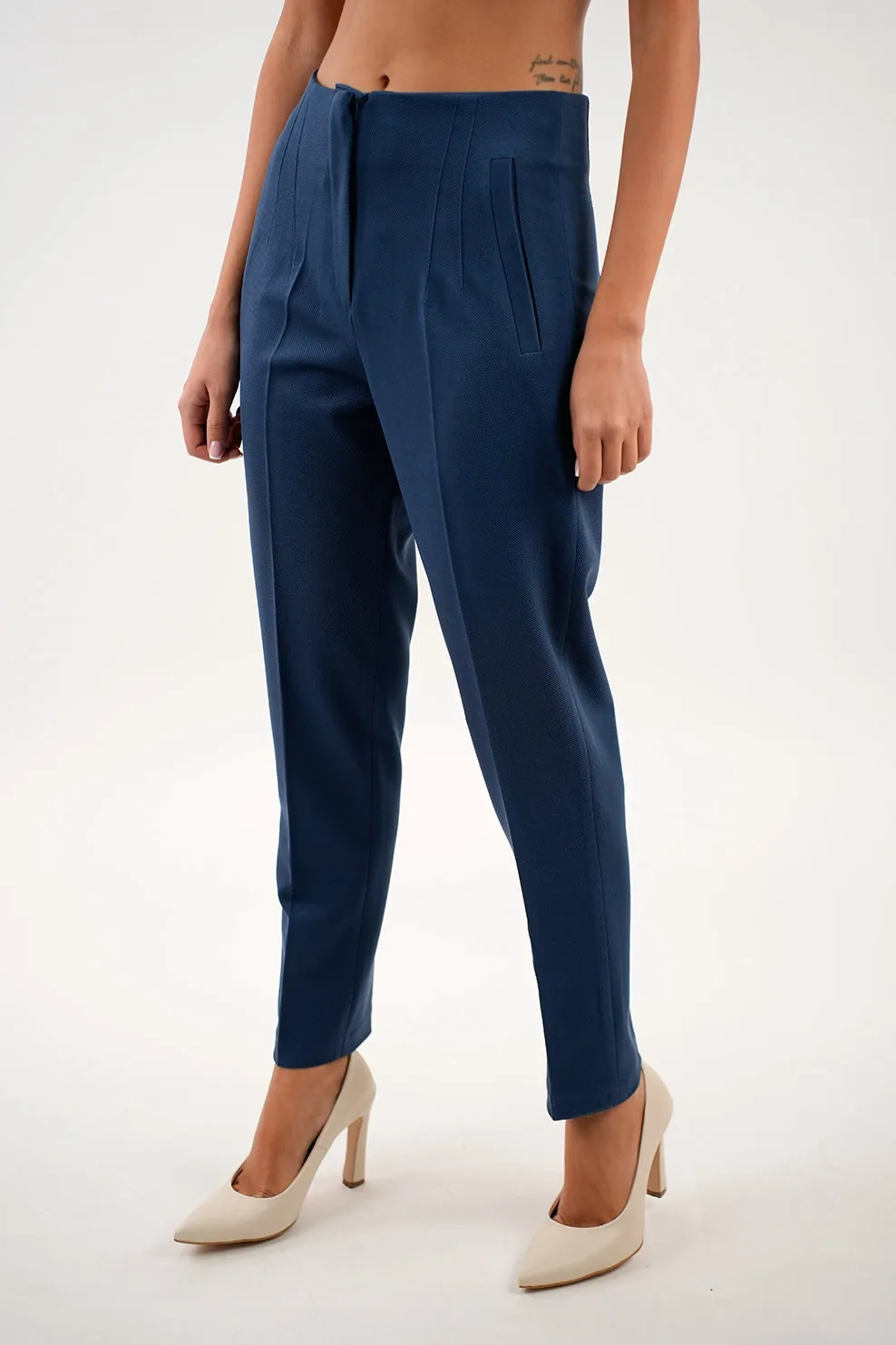 Navy Classy Pant With Zipper To Close