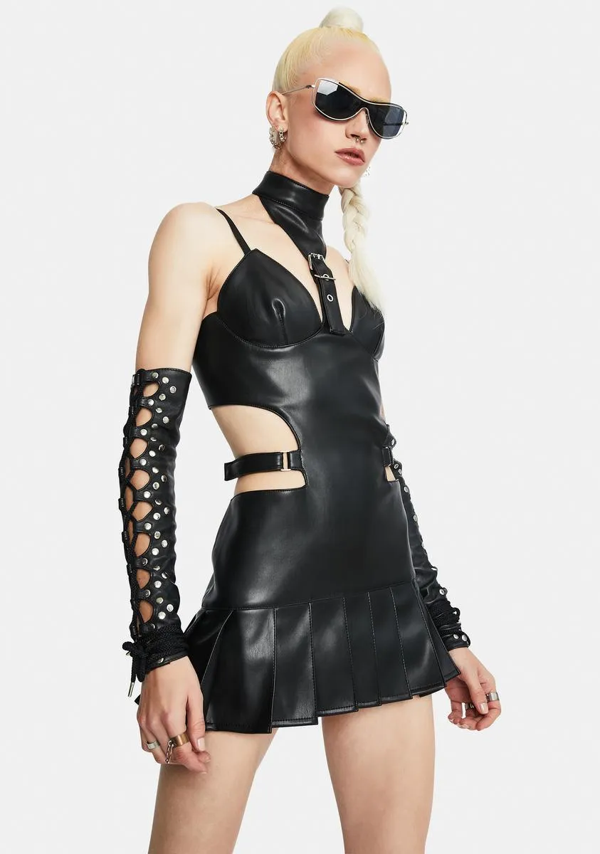 Neckholder Buckle Mini Dress