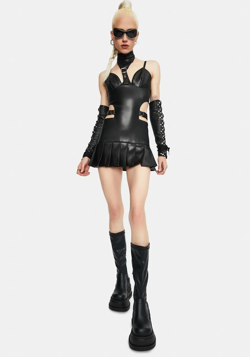 Neckholder Buckle Mini Dress