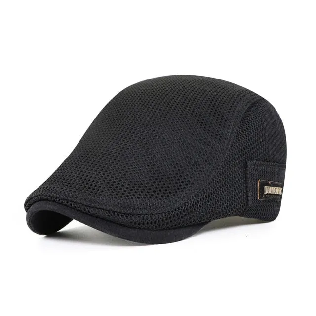 New Summer Mens Hats Breathable Mesh Newsboy Caps Outdoor Gorro Hombre Boina Golf Hat Fashion Solid Flat Cap For Women