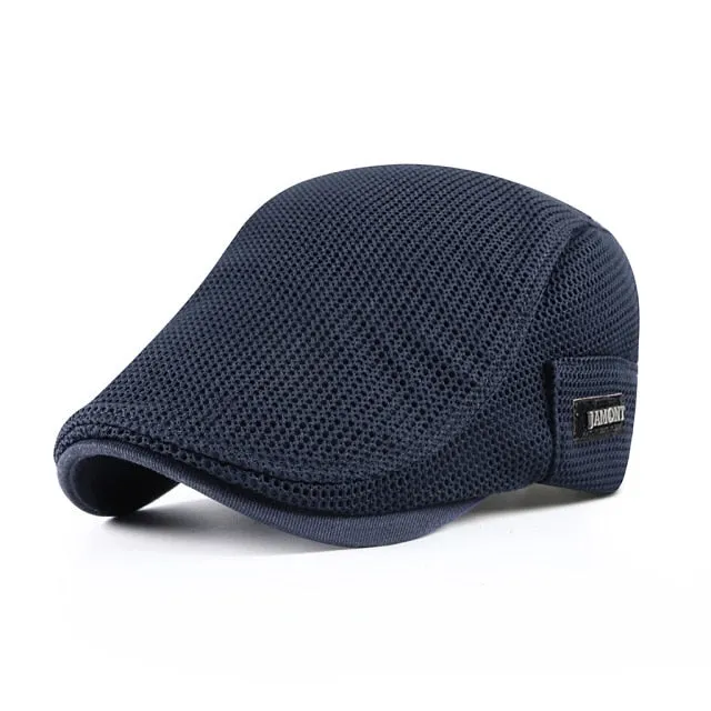 New Summer Mens Hats Breathable Mesh Newsboy Caps Outdoor Gorro Hombre Boina Golf Hat Fashion Solid Flat Cap For Women