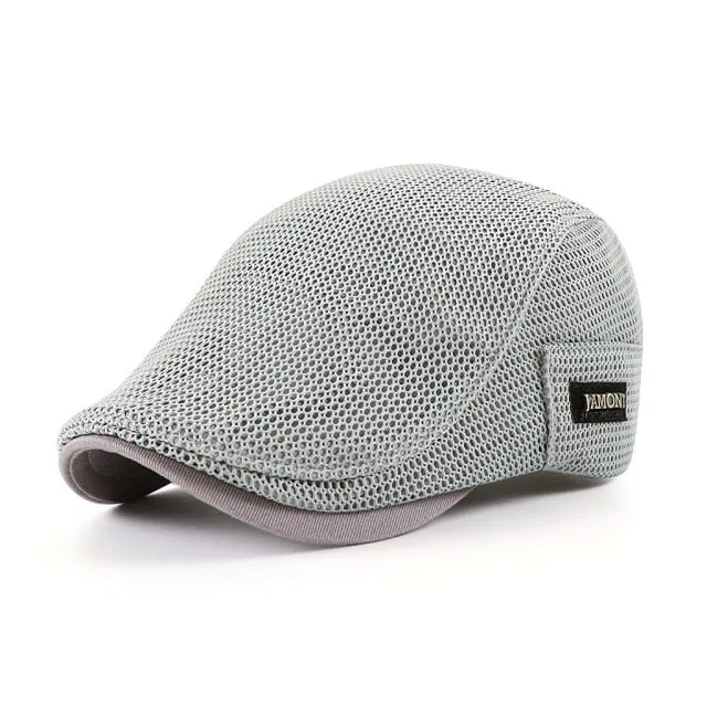 New Summer Mens Hats Breathable Mesh Newsboy Caps Outdoor Gorro Hombre Boina Golf Hat Fashion Solid Flat Cap For Women