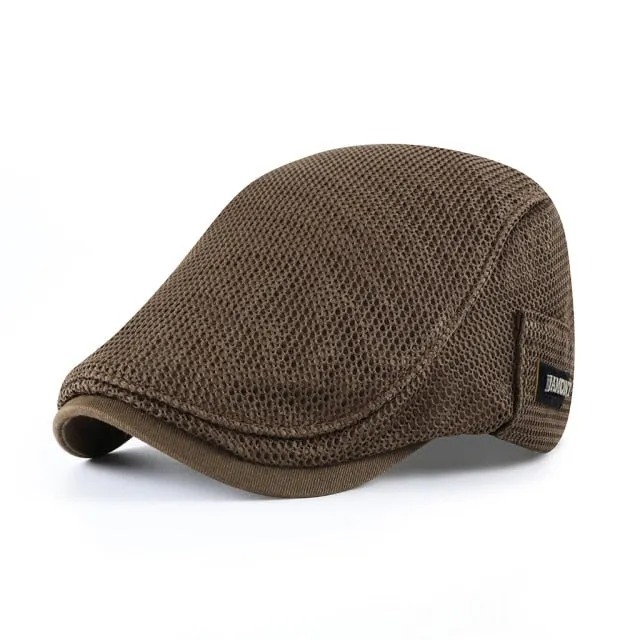 New Summer Mens Hats Breathable Mesh Newsboy Caps Outdoor Gorro Hombre Boina Golf Hat Fashion Solid Flat Cap For Women