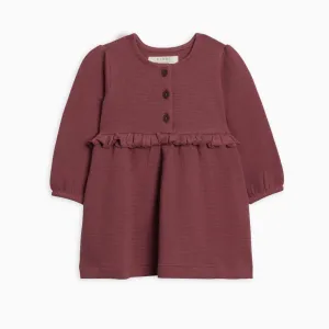 Nina Organic Waffle Knit Ruffle Waist Toddler Dress - Mulberry