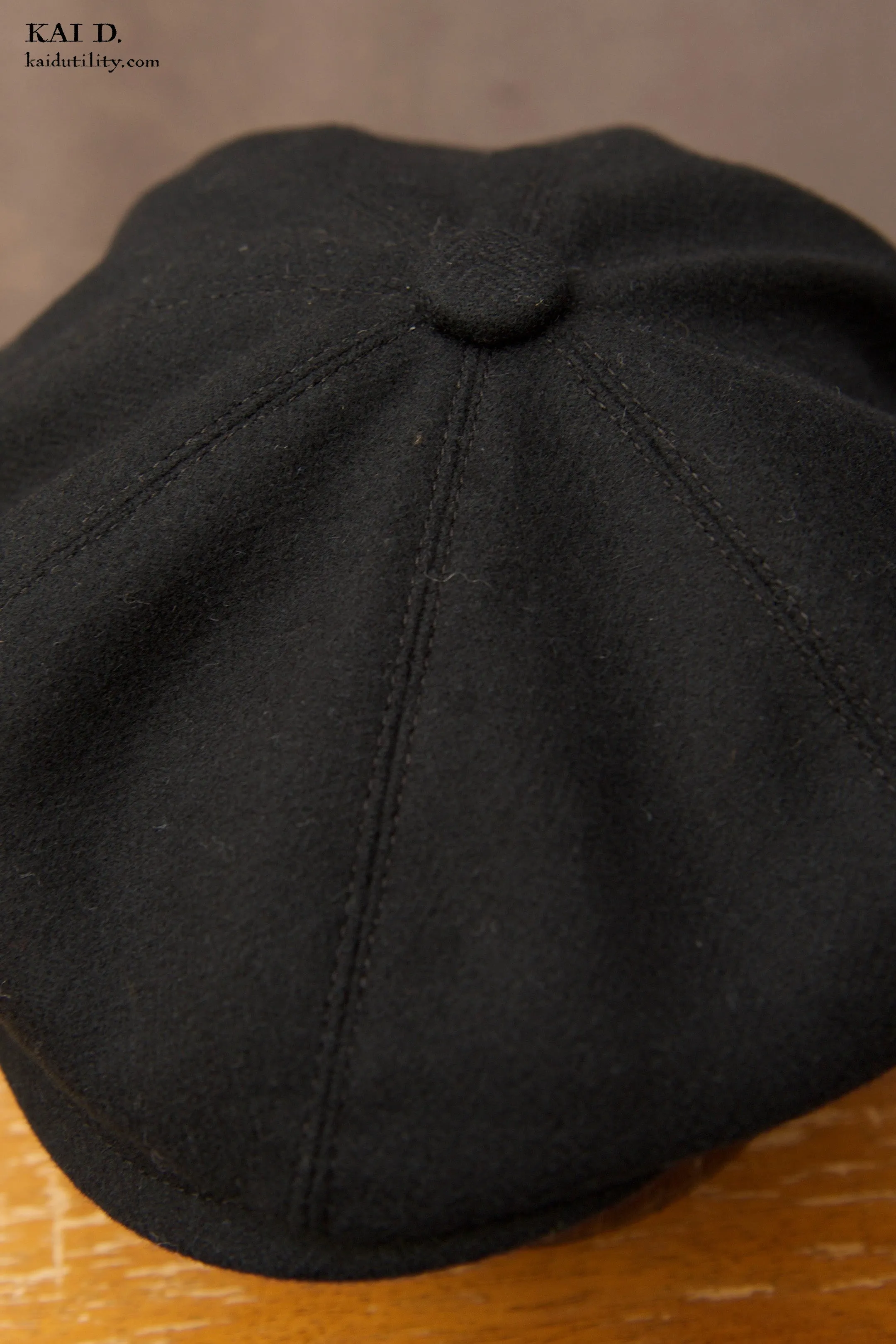 Peaky Hat - Black Wool Cashmere Herringbone - M, L, XL