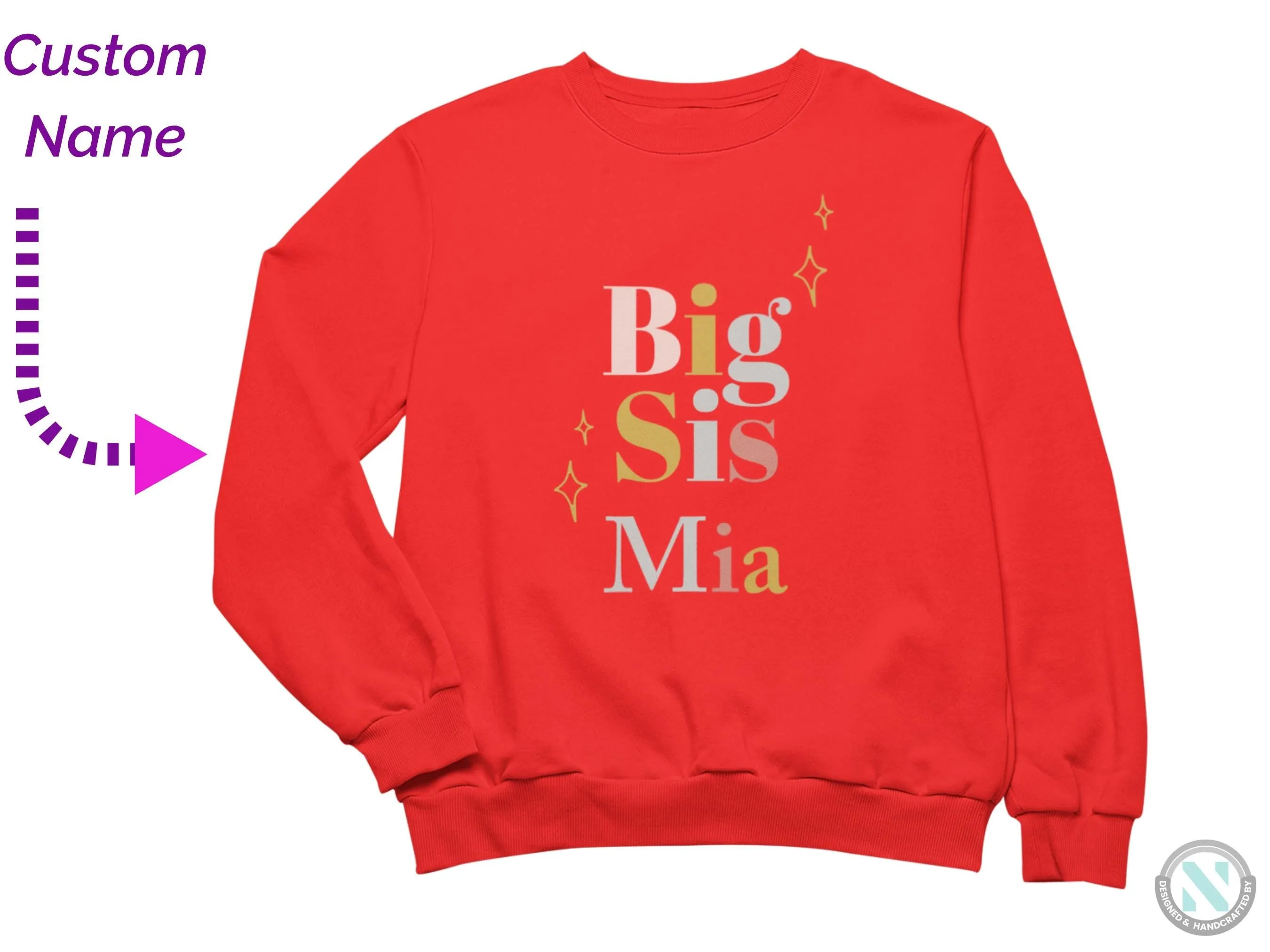 Personalized Name Long Sleeve Toddler Girls Sweatshirt with Big Sis Text