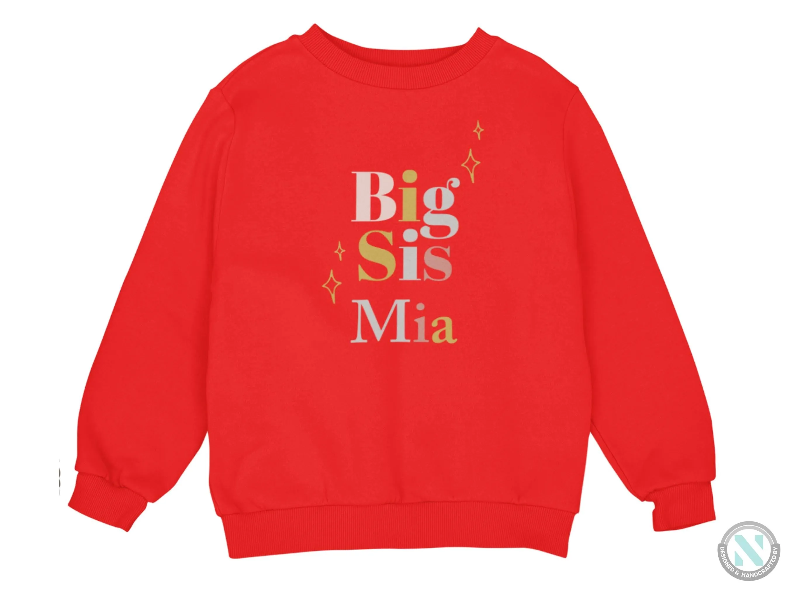 Personalized Name Long Sleeve Toddler Girls Sweatshirt with Big Sis Text