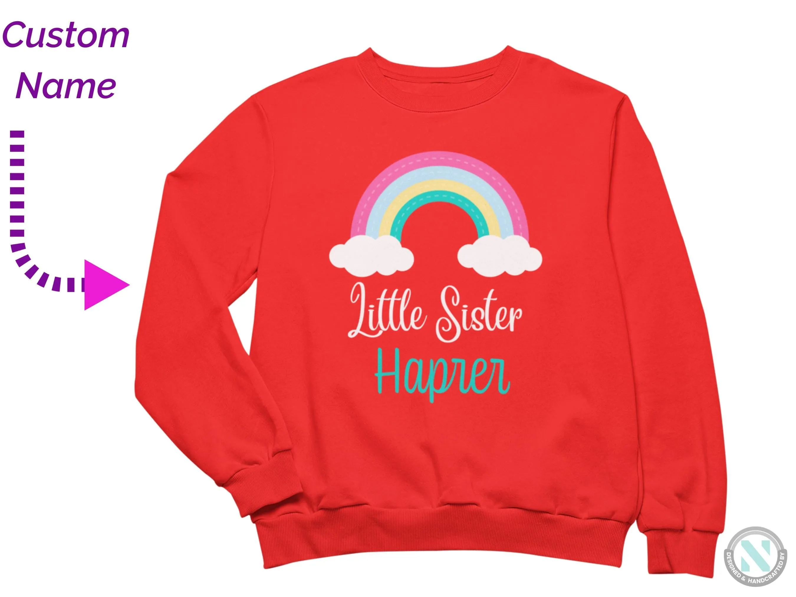 Personalized Name Toddler Girls Sweatshirt Gift with Little Sister Text