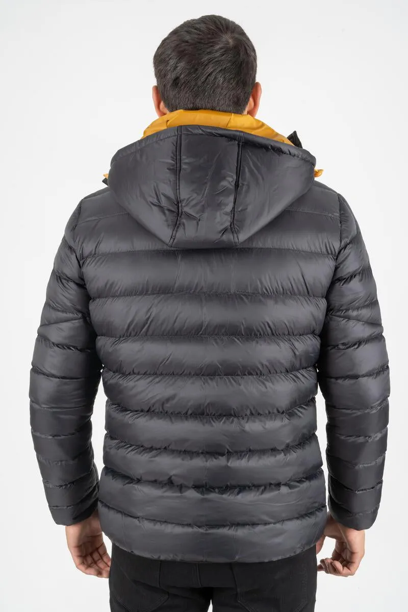 Platini Jeans Mens Bubble Jacket w/Rib Collar & Cuffs (BLACK)