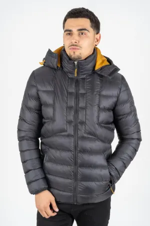 Platini Jeans Mens Bubble Jacket w/Rib Collar & Cuffs (BLACK)