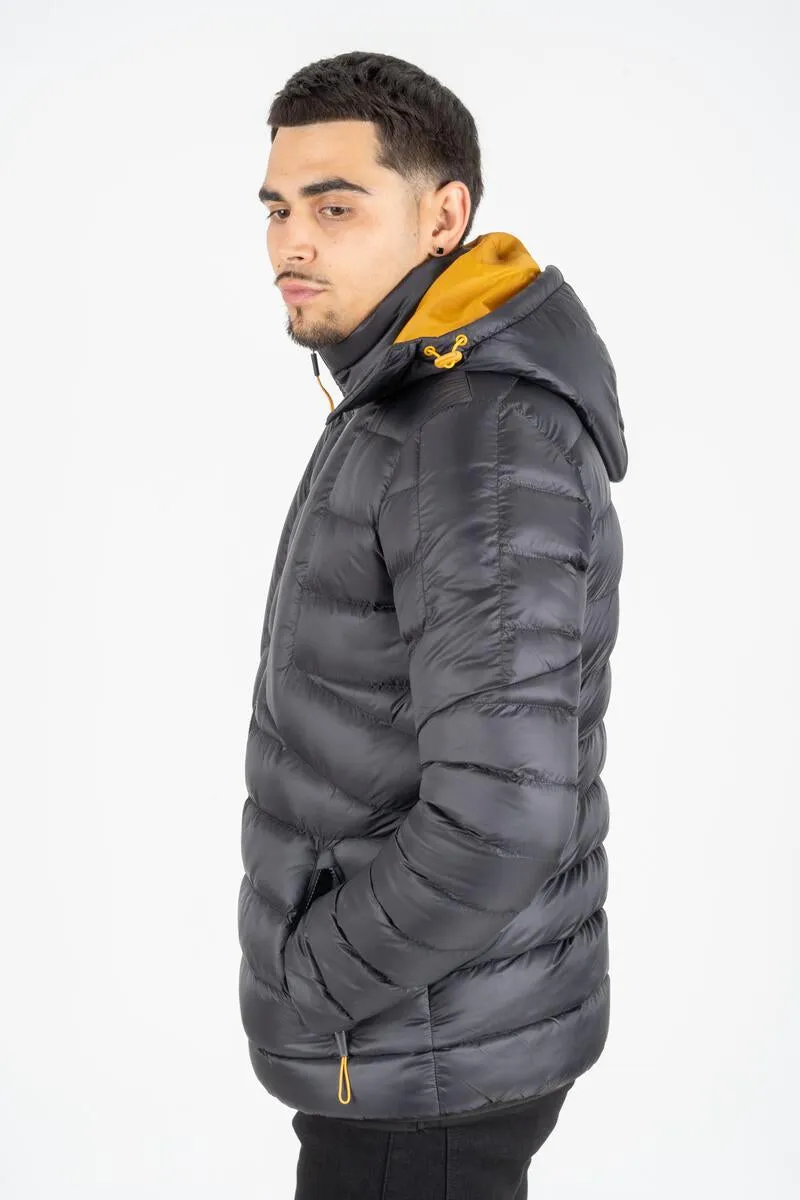 Platini Jeans Mens Bubble Jacket w/Rib Collar & Cuffs (BLACK)