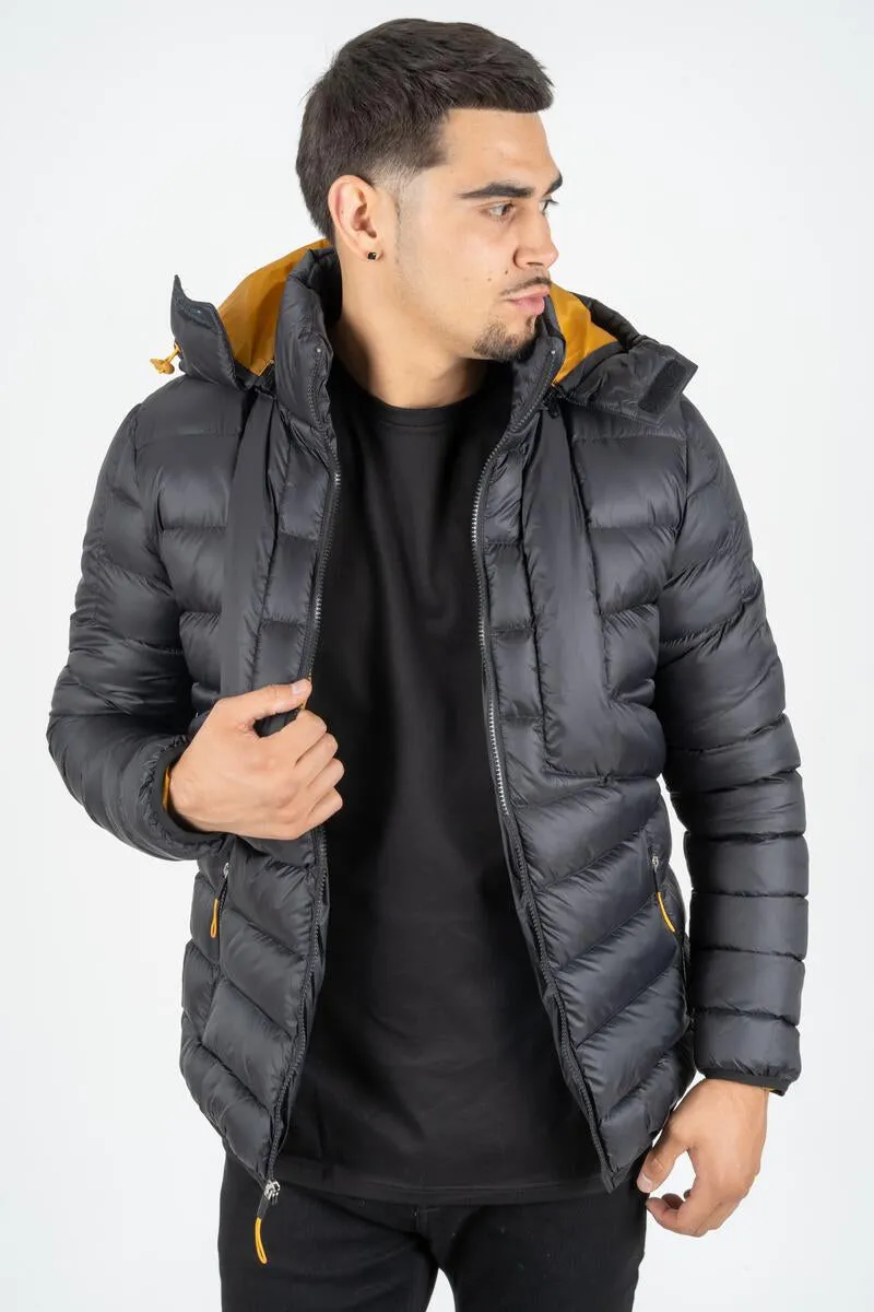 Platini Jeans Mens Bubble Jacket w/Rib Collar & Cuffs (BLACK)