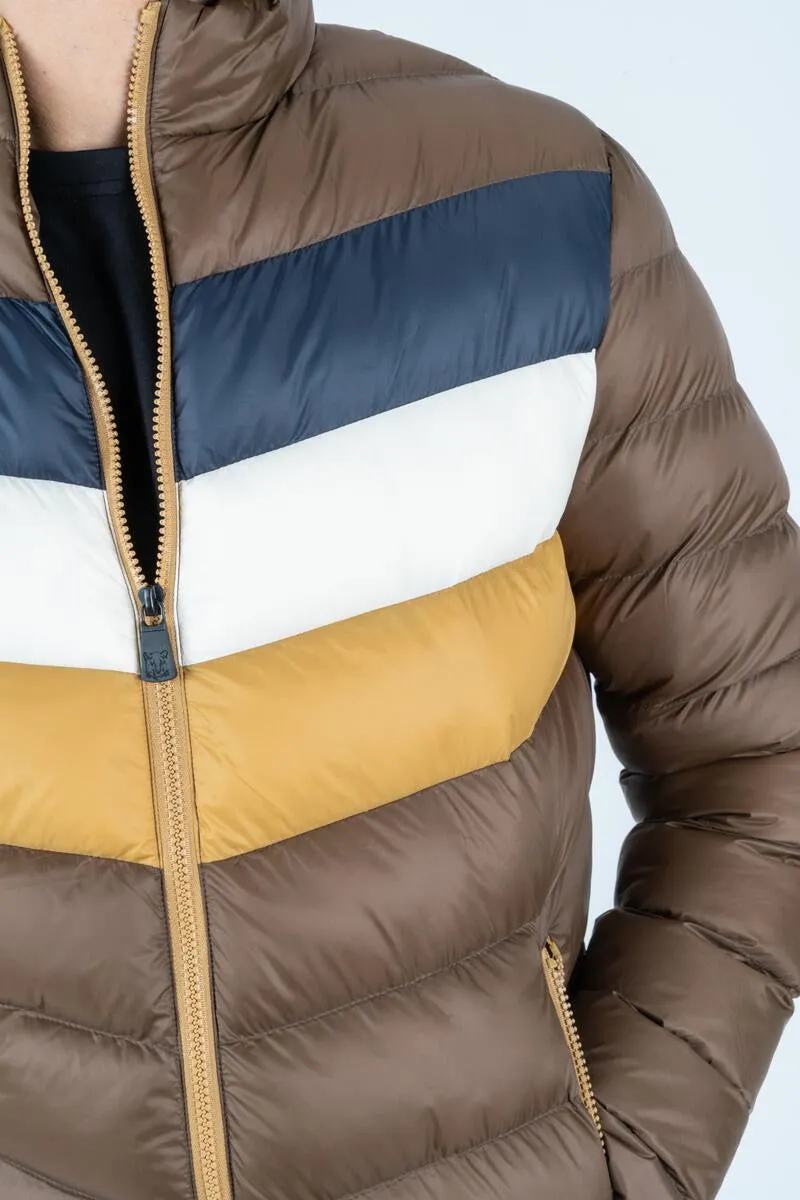 Platini Jeans Mens Ultra-Light Bubble Jacket (BROWN/MULTI)