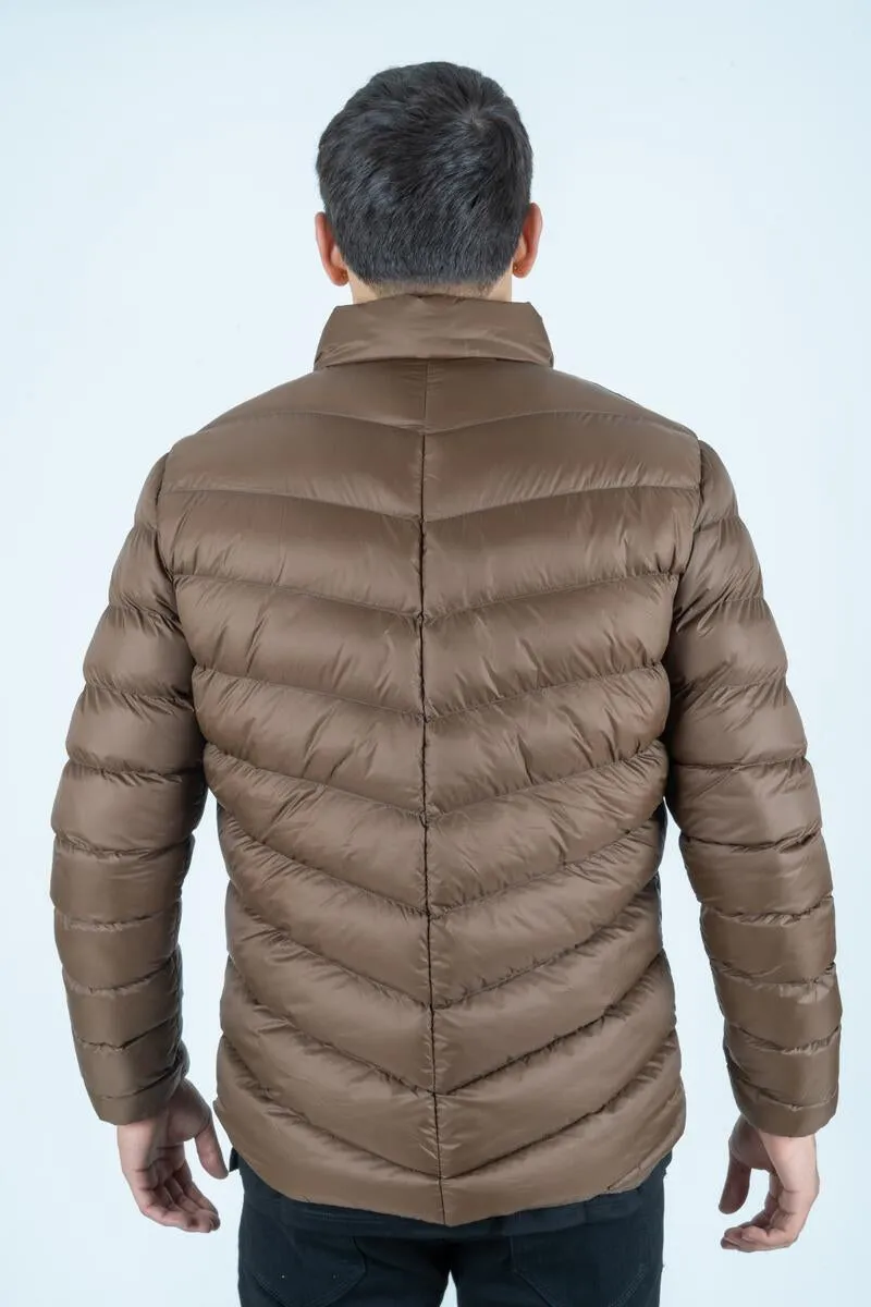 Platini Jeans Mens Ultra-Light Bubble Jacket (BROWN/MULTI)