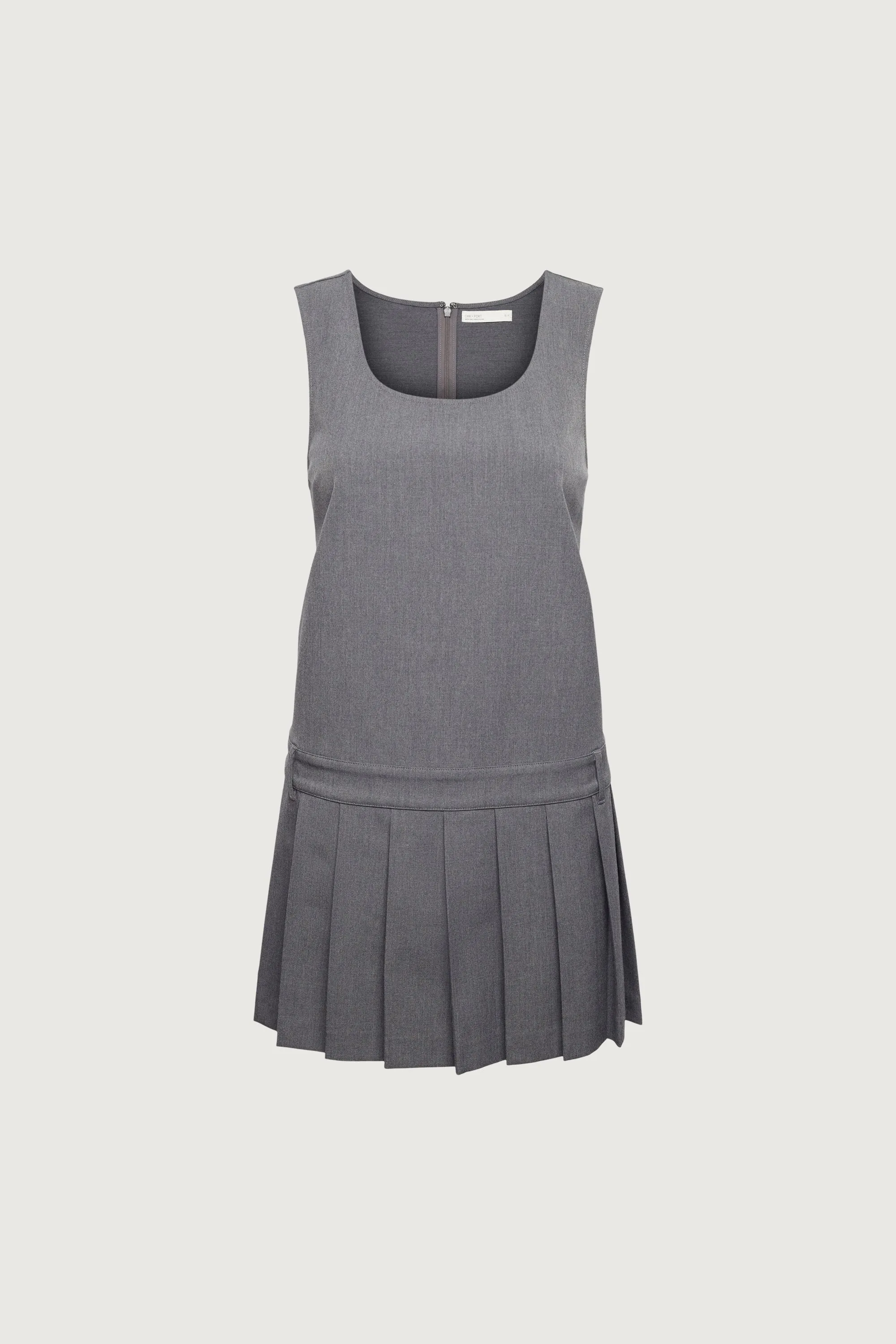 PLEATED SCOOP NECK MINI DRESS