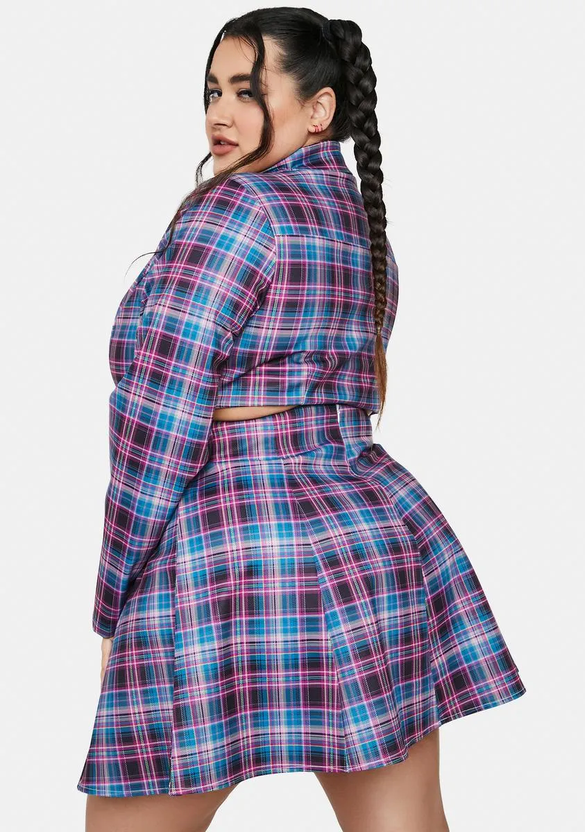 Plus Back 2 School Baddie Plaid Skirt