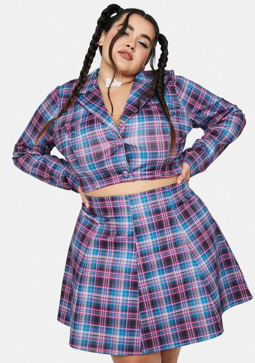 Plus Back 2 School Baddie Plaid Skirt