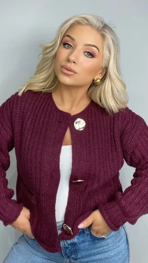 POPPY KNIT CARDI - PLUM