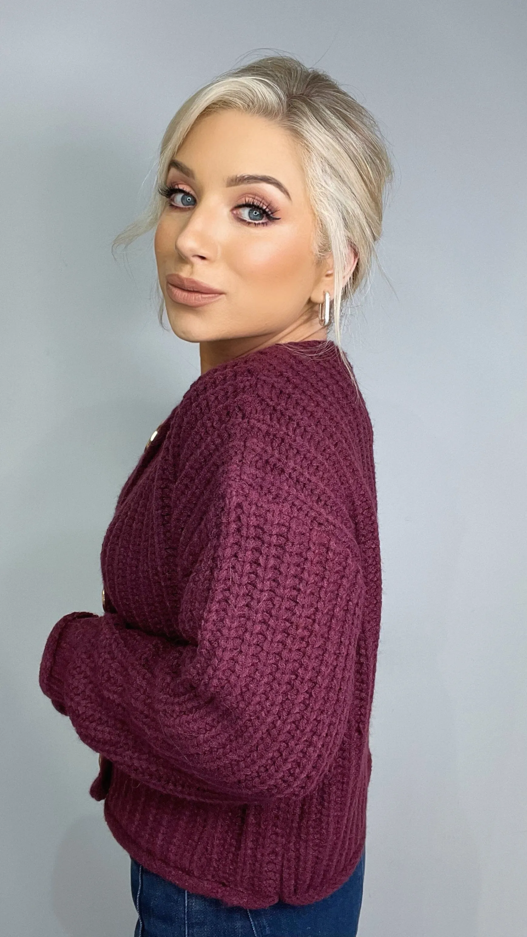 POPPY KNIT CARDI - PLUM