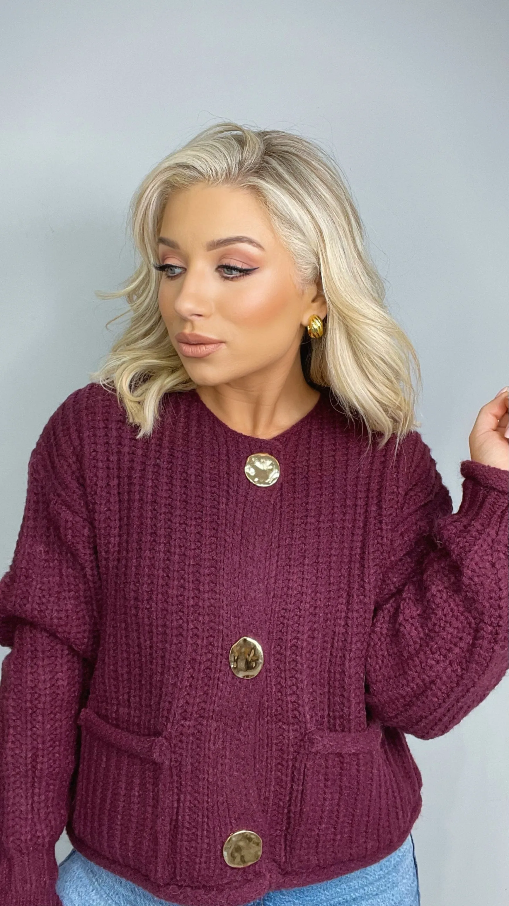 POPPY KNIT CARDI - PLUM