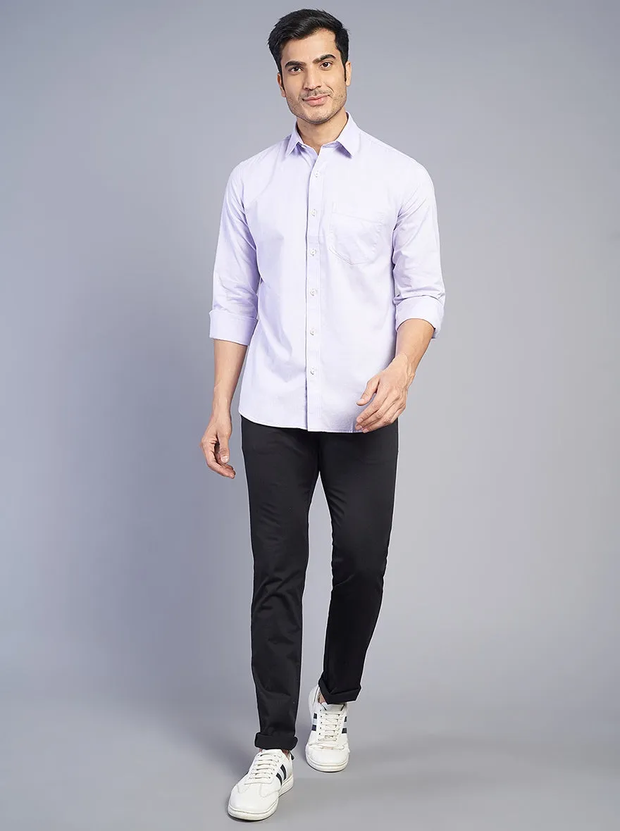 Purple Solid Slim Fit Semi Casual Shirt | JadeBlue
