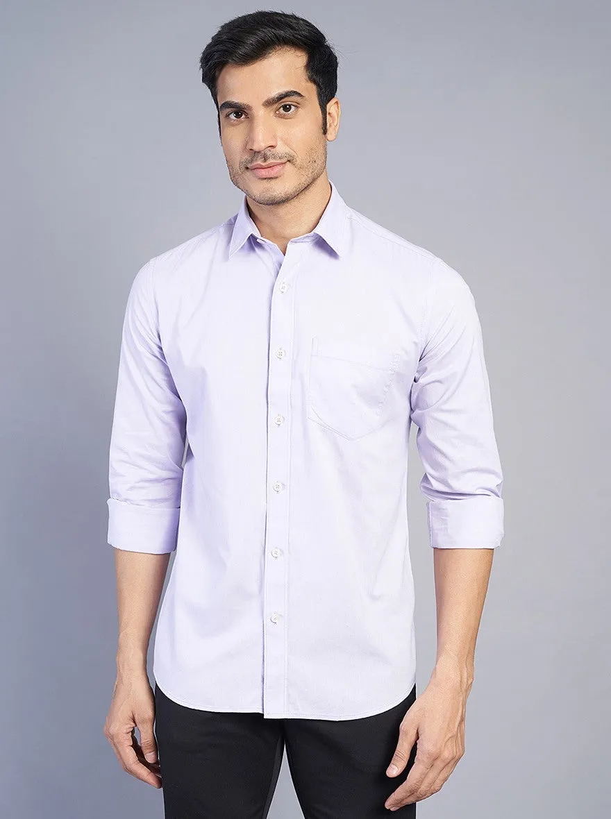 Purple Solid Slim Fit Semi Casual Shirt | JadeBlue