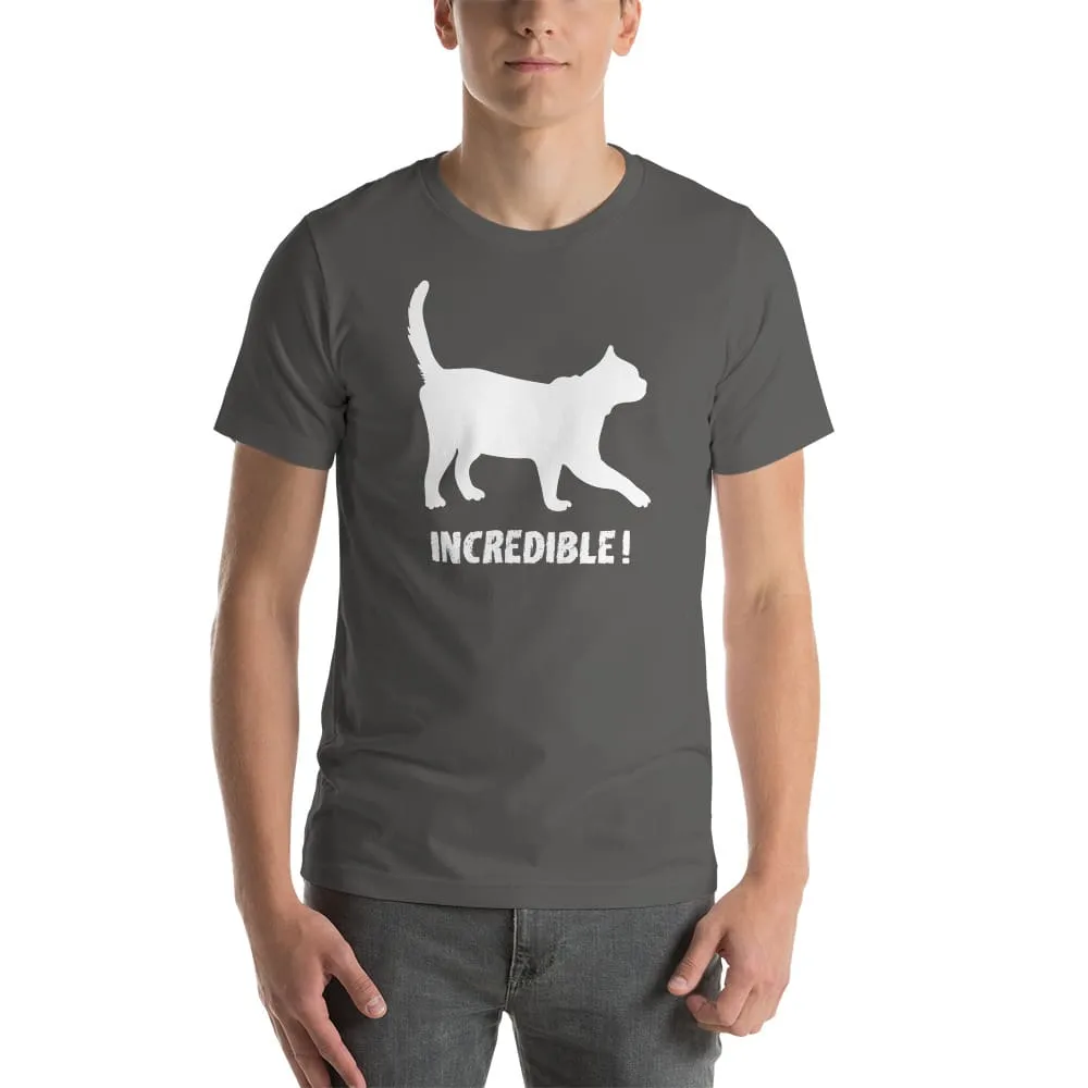 "Cats Are Incredible" Cat T-Shirt - White Print (Adult Men's/Unisex)
