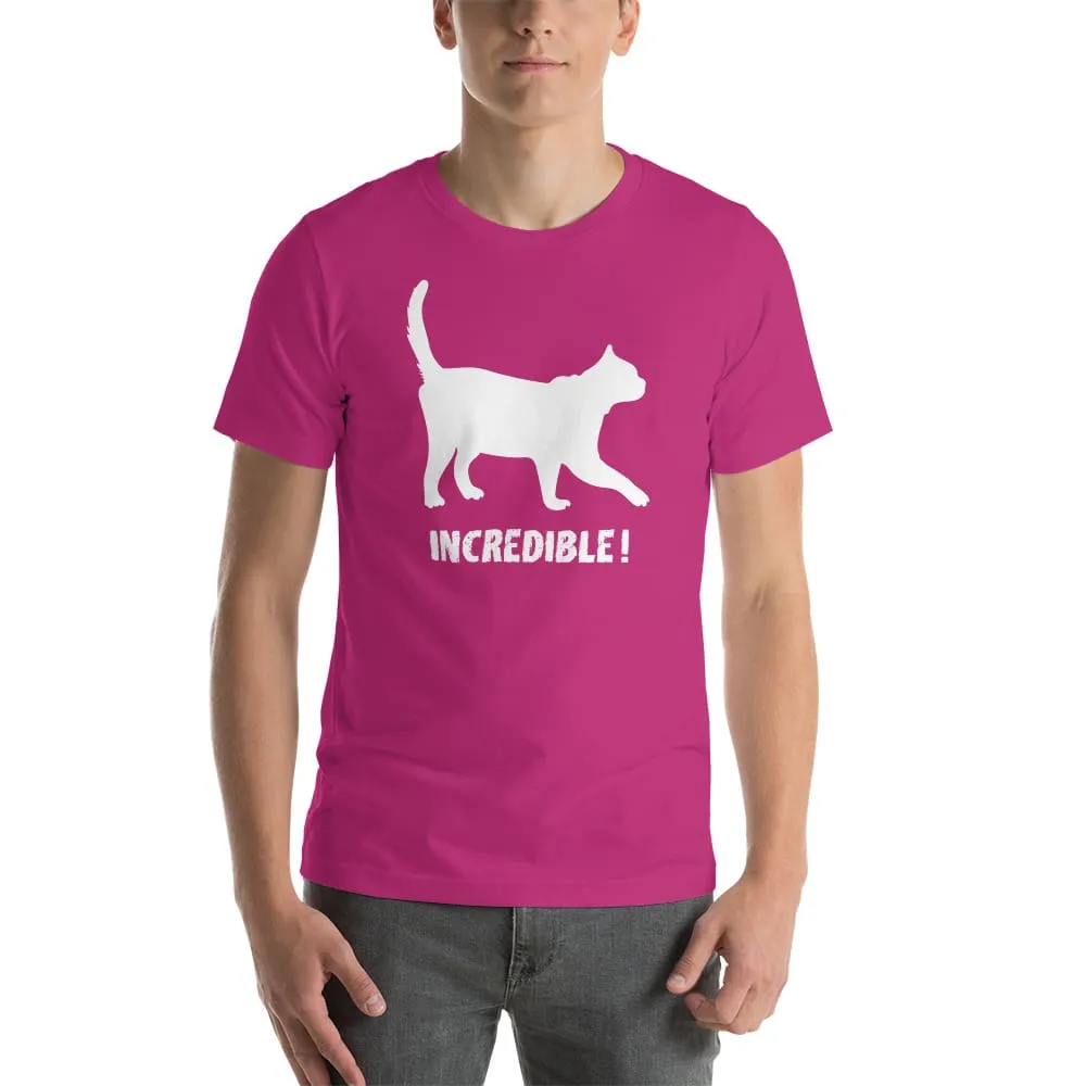 "Cats Are Incredible" Cat T-Shirt - White Print (Adult Men's/Unisex)