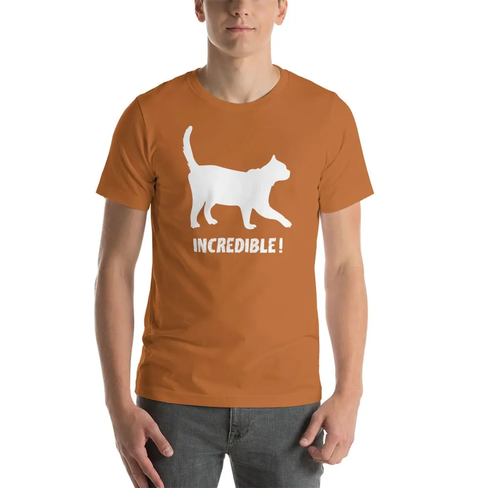 "Cats Are Incredible" Cat T-Shirt - White Print (Adult Men's/Unisex)