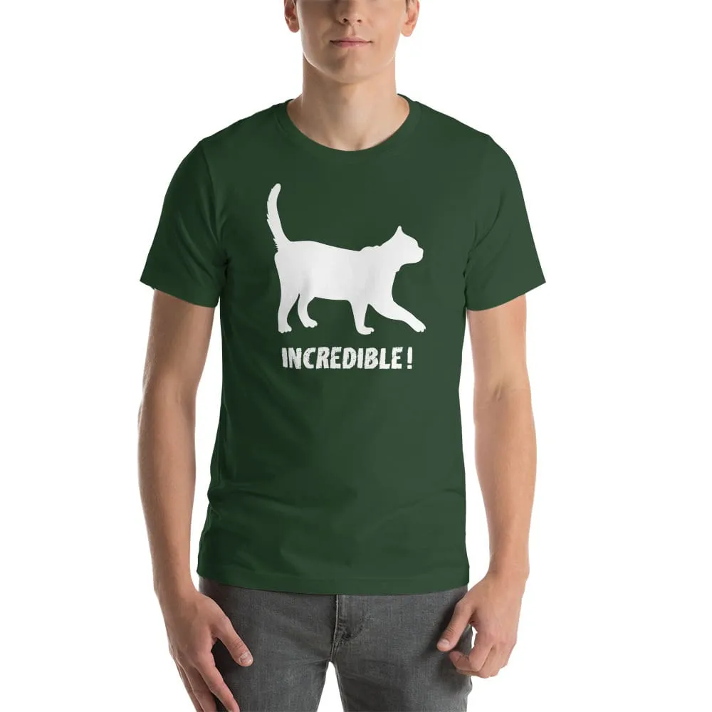 "Cats Are Incredible" Cat T-Shirt - White Print (Adult Men's/Unisex)