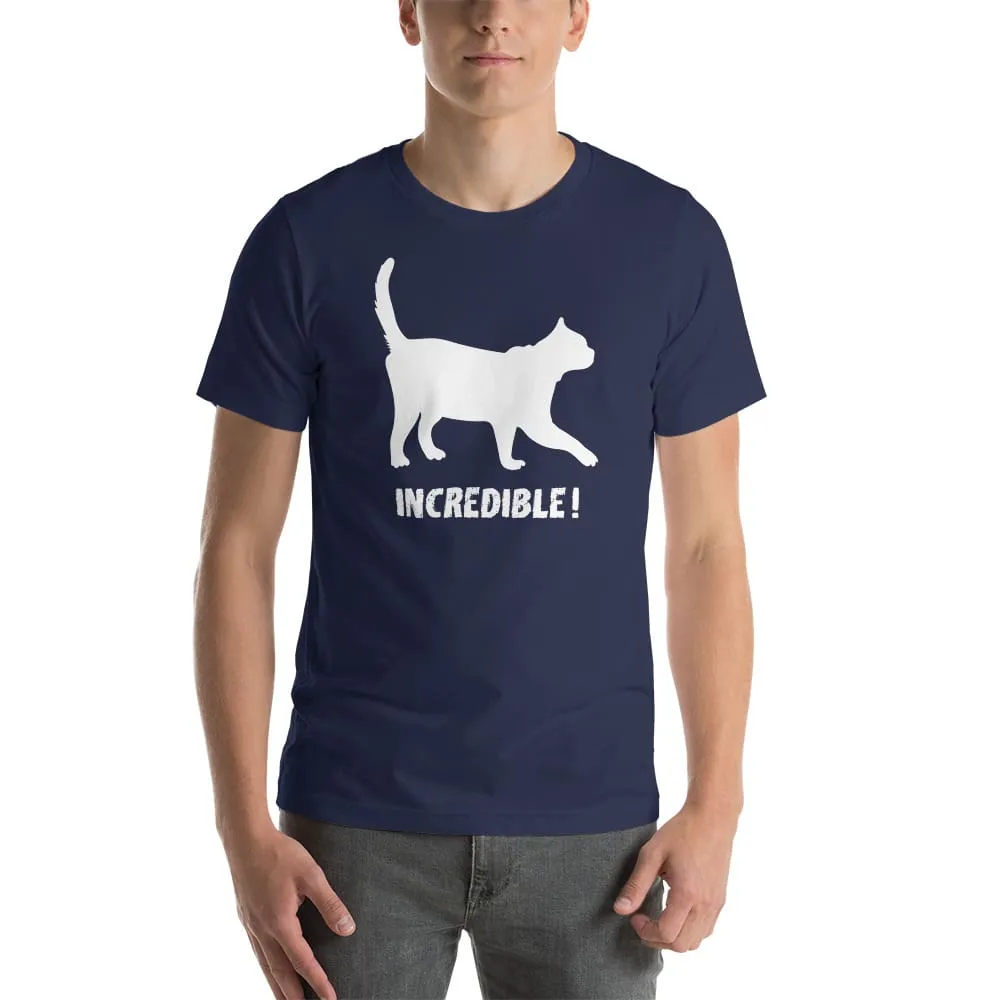 "Cats Are Incredible" Cat T-Shirt - White Print (Adult Men's/Unisex)