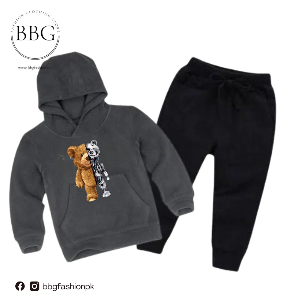 Robo Bear Printed Kids Hoodie Set
