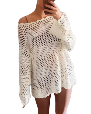 Rosa Cut-Out Flared Sleeves Beach Cover-Up - White