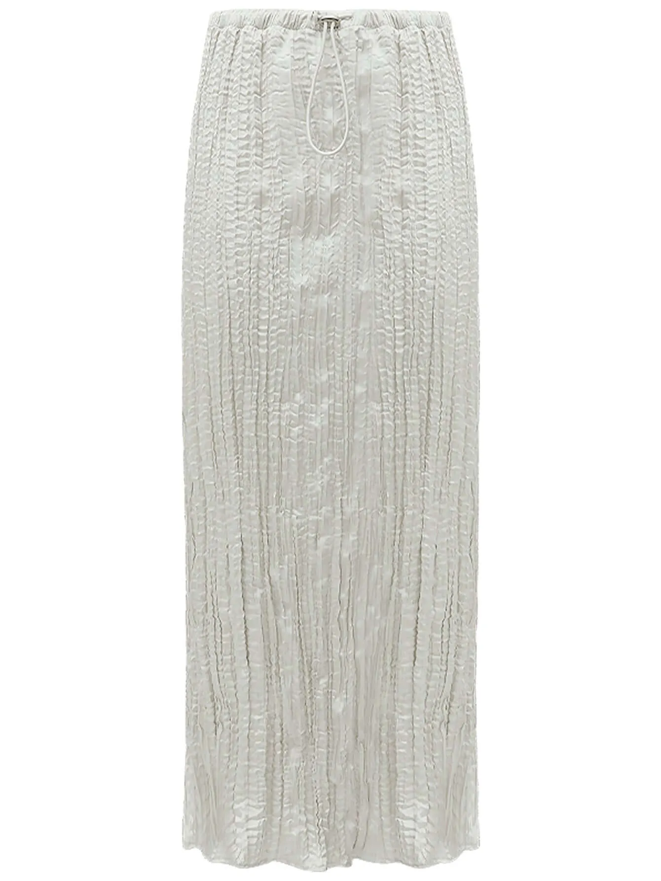 Satin Champagne Pleated Flowing A-Line Skirt