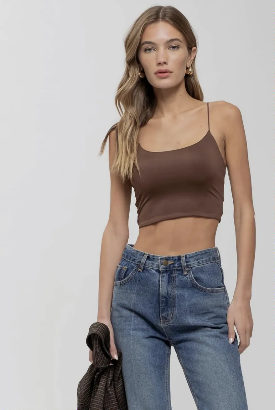 Seamless Cropped Knit Cami Top