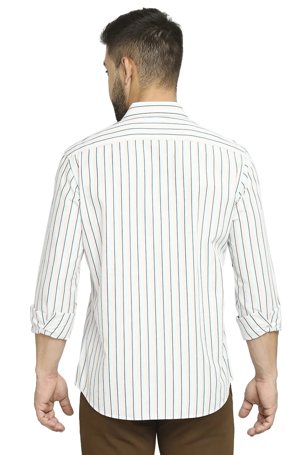 Slim Fit Cotton Polyester Stripe Shirt