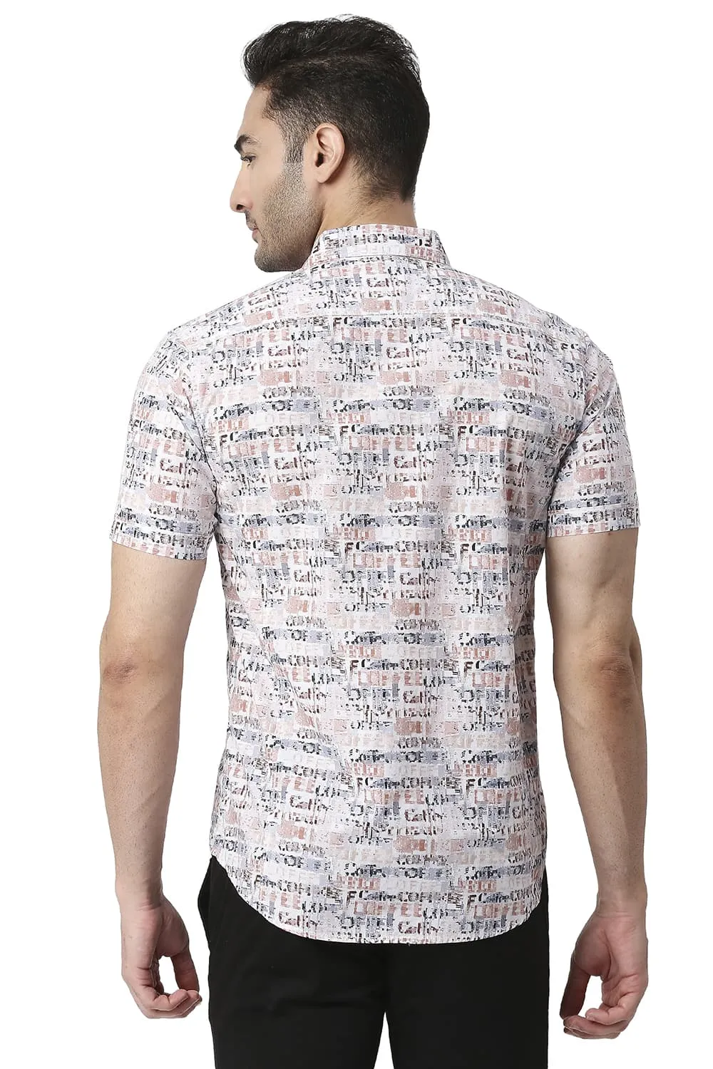 Slim Fit Cotton Poplin Digital Printed Halfsleeves Shirt