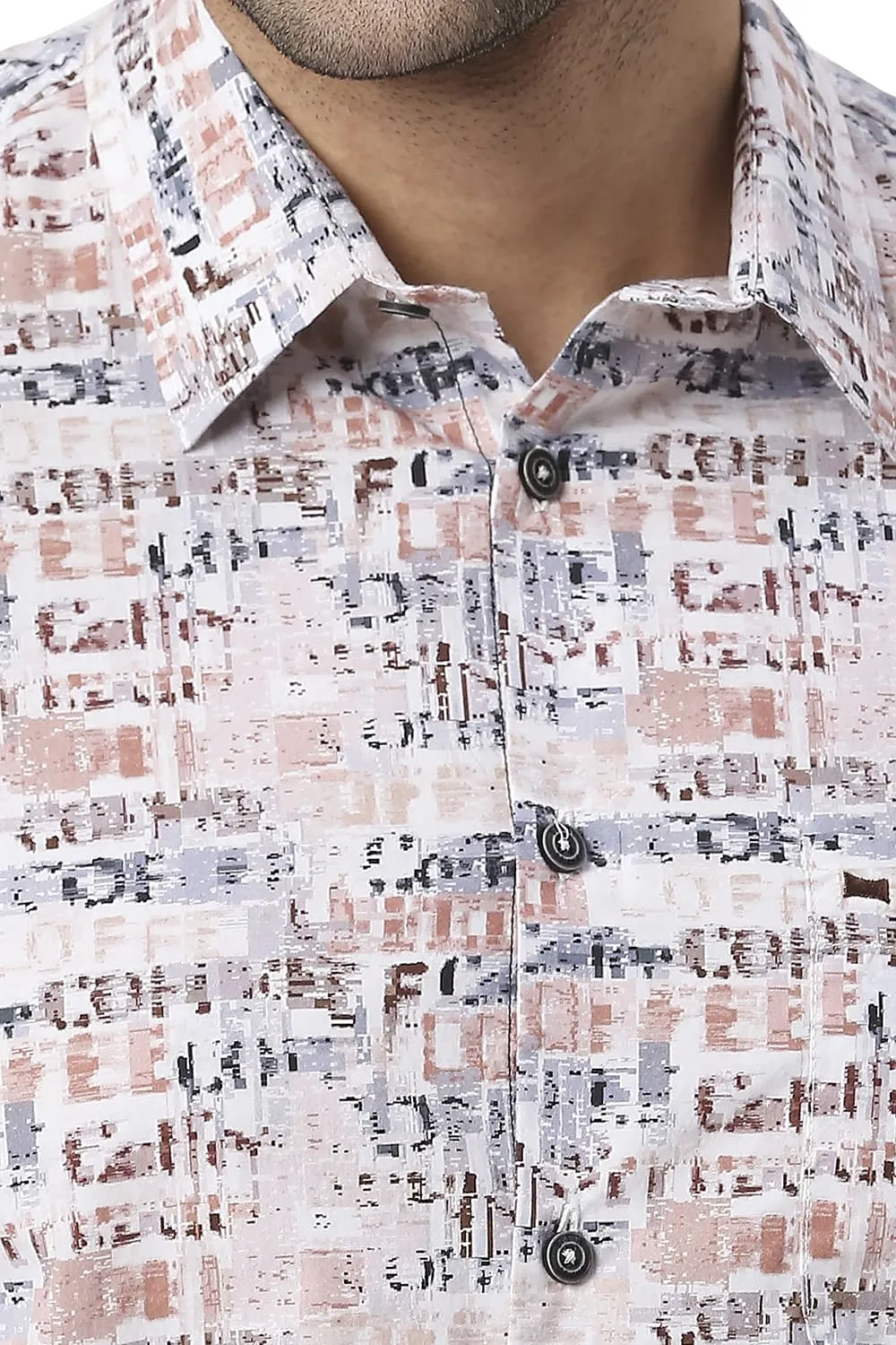 Slim Fit Cotton Poplin Digital Printed Halfsleeves Shirt