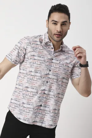 Slim Fit Cotton Poplin Digital Printed Halfsleeves Shirt