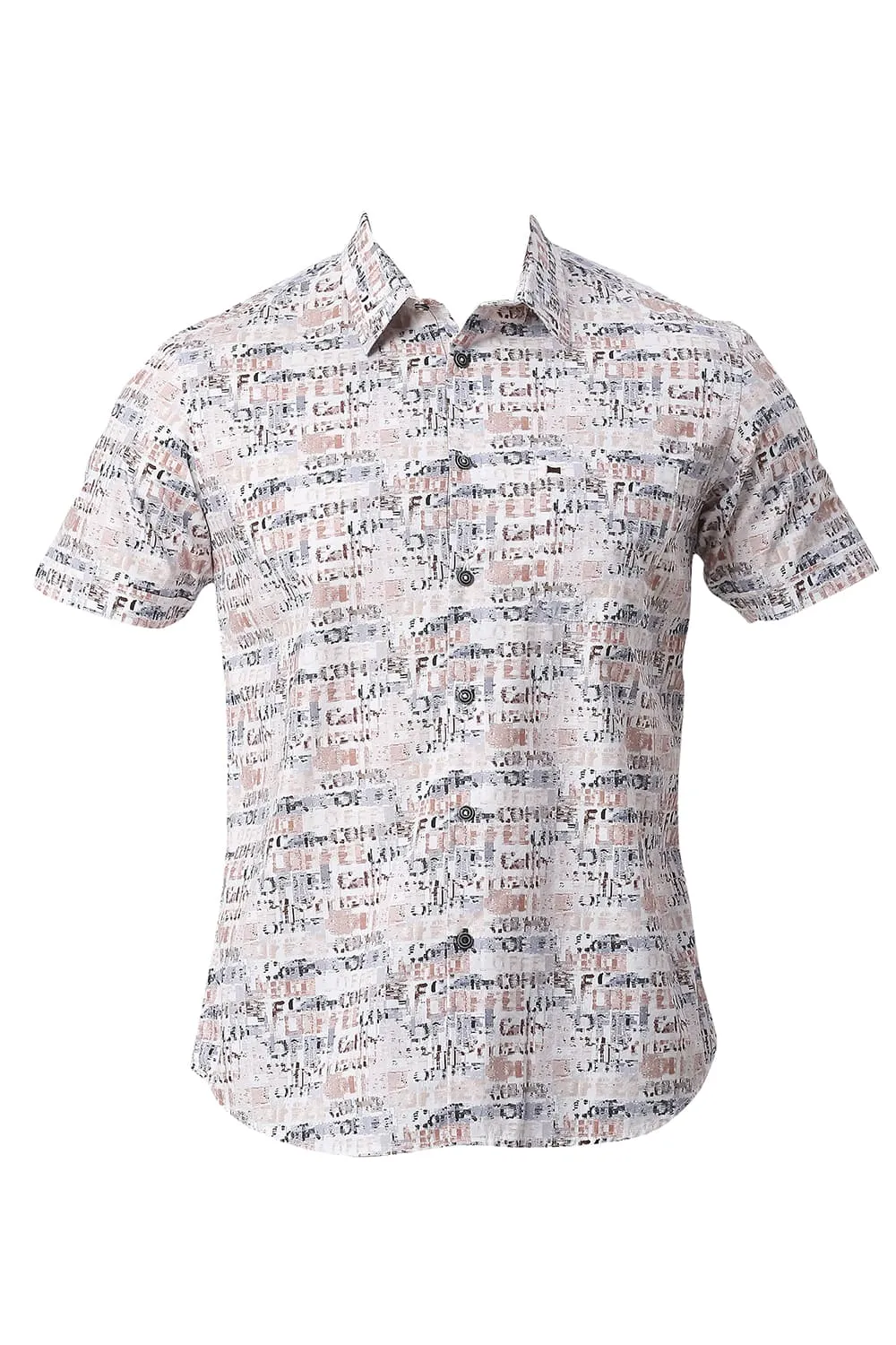 Slim Fit Cotton Poplin Digital Printed Halfsleeves Shirt