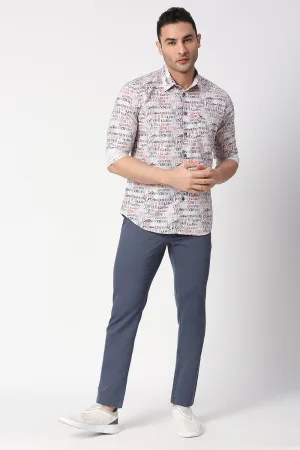 Slim Fit Cotton Poplin Digital Printed Shirt