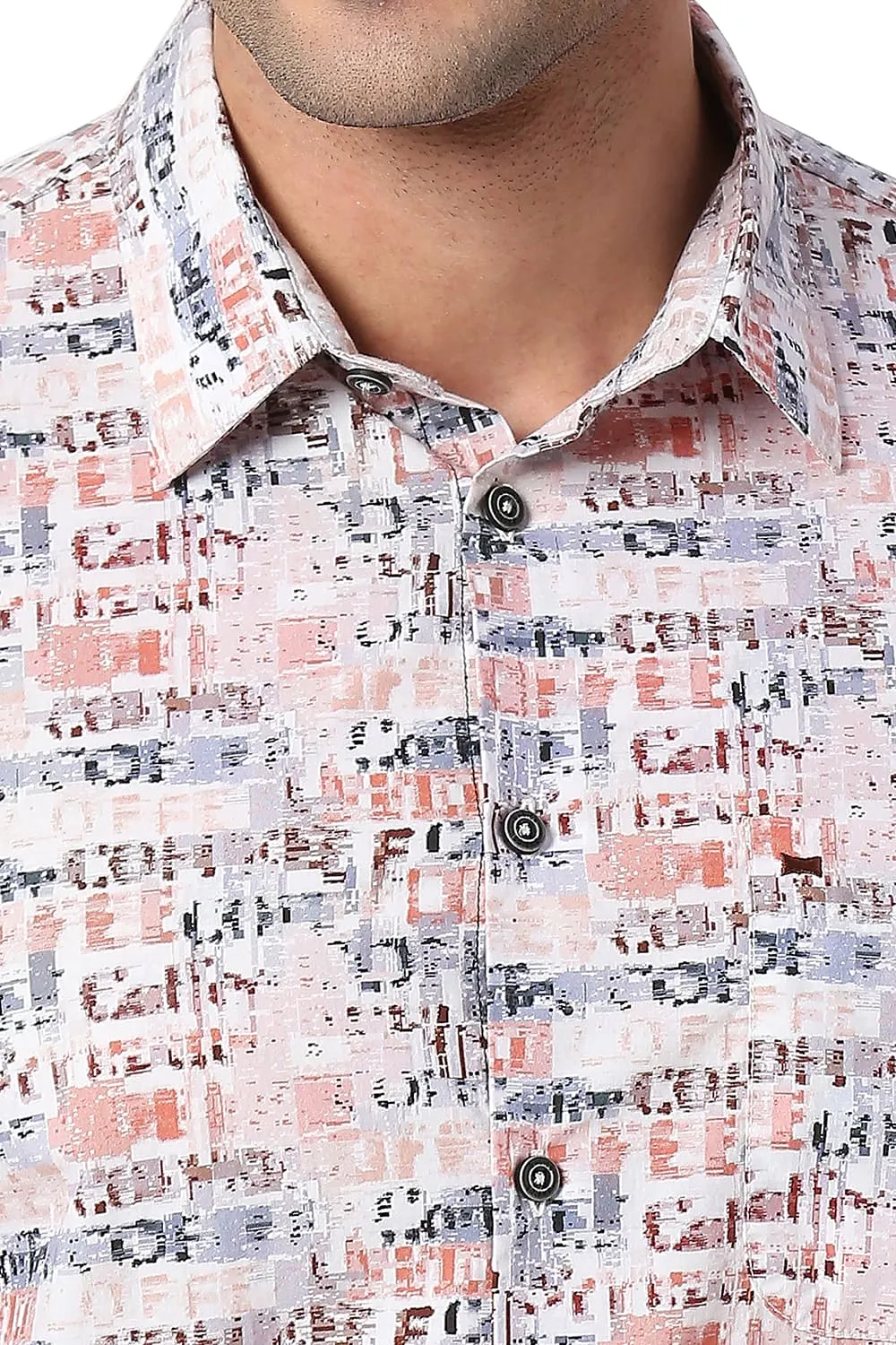 Slim Fit Cotton Poplin Digital Printed Shirt