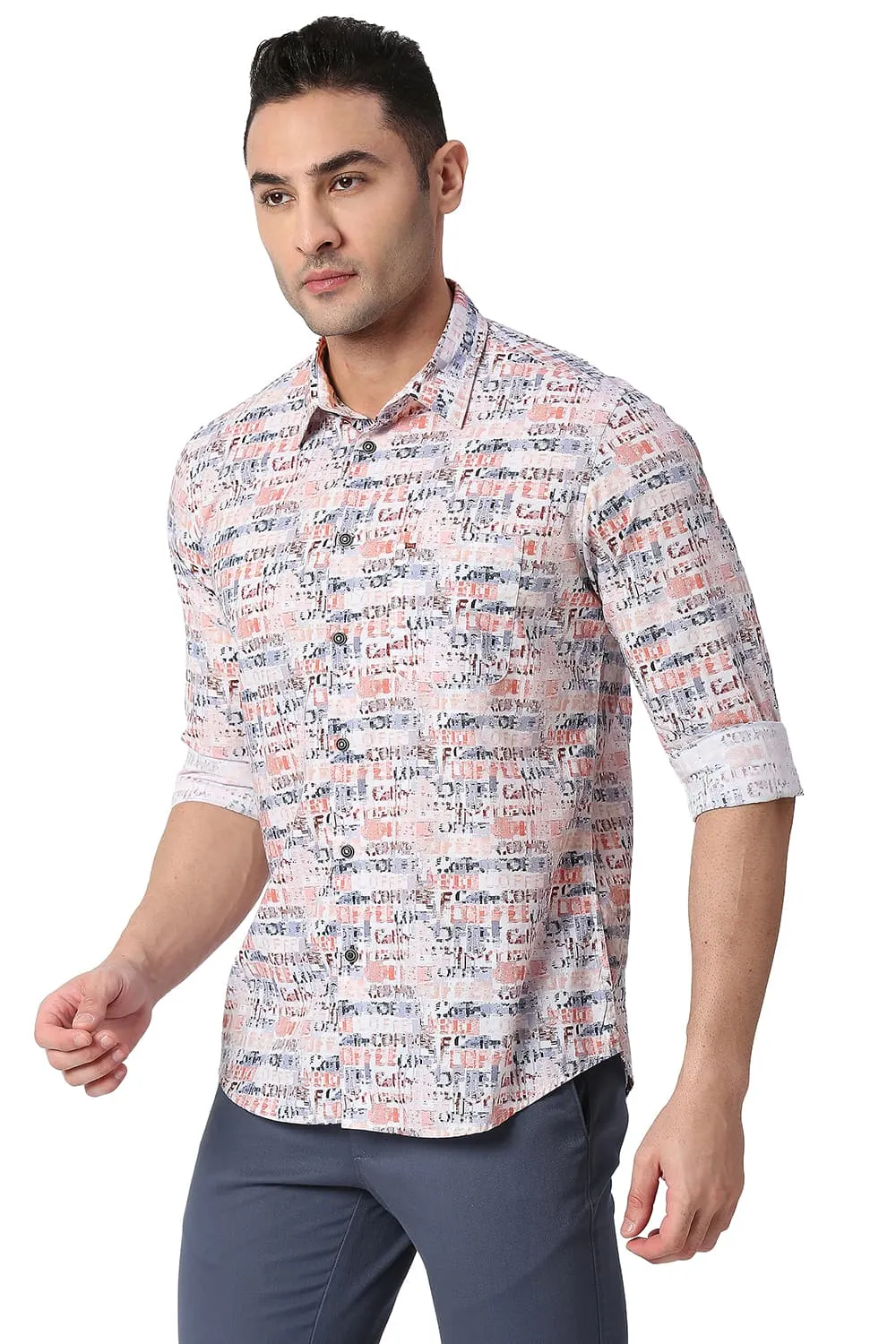 Slim Fit Cotton Poplin Digital Printed Shirt