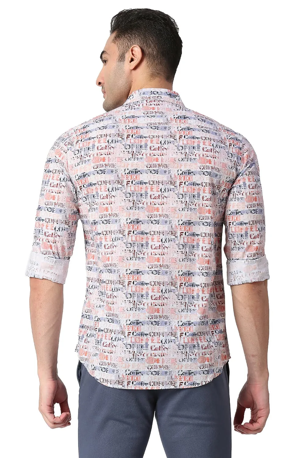 Slim Fit Cotton Poplin Digital Printed Shirt